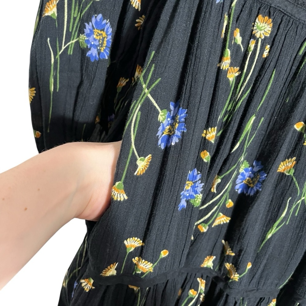 MADEWELL Xiomara Floral Print Long Sleeve Cotton Midi Dress N5287 - Picture 6 of 11